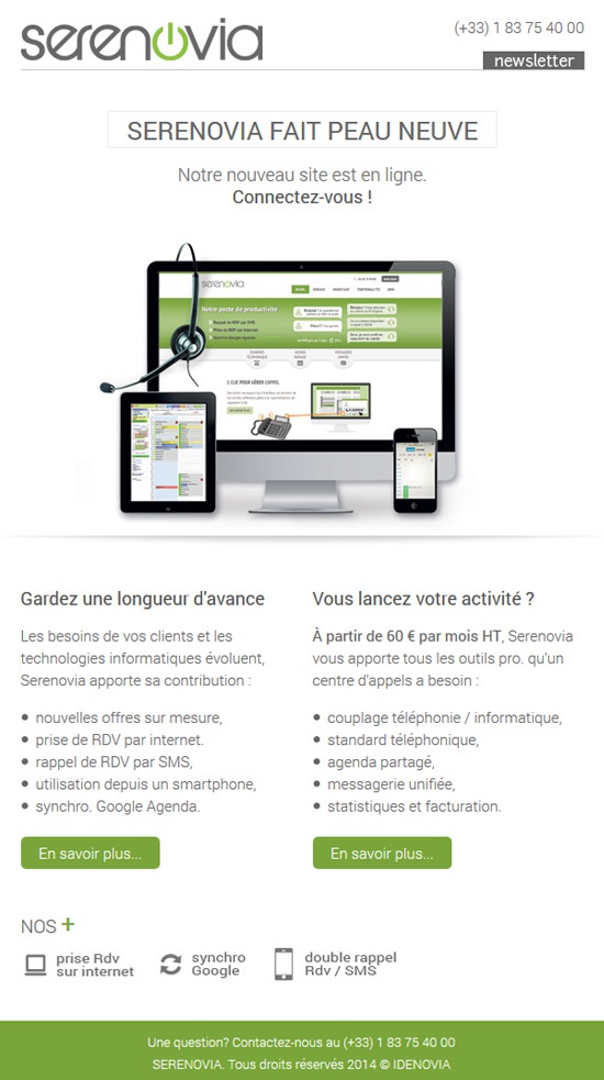 SERENOVIA Newsletter – 3 avril 2014 – Serenovia fait peau neuve !