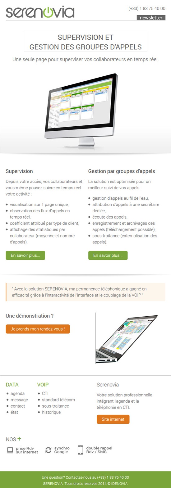 SERENOVIA Newsletter – 13 mars 2014 – Supervision et Gestion des groupes d’appels