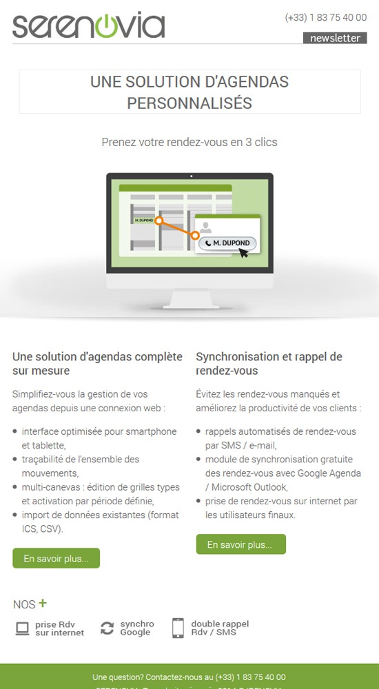 Serenovia - Solution d'agenda personnalisés