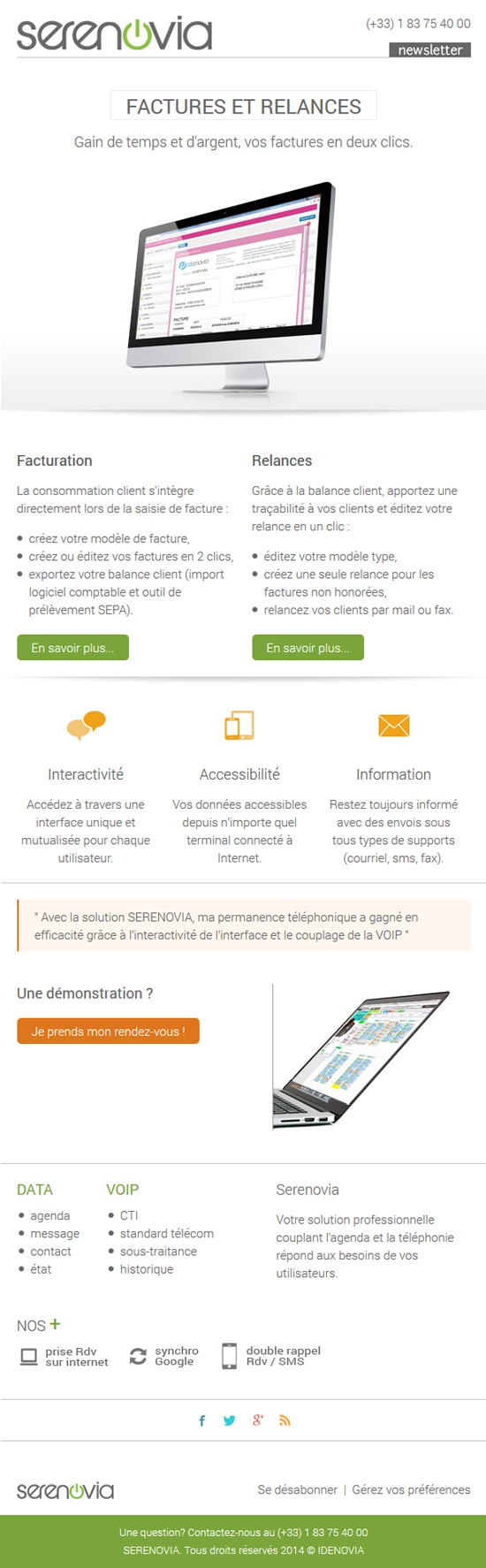 SERENOVIA Newsletter - 5 mars 2014