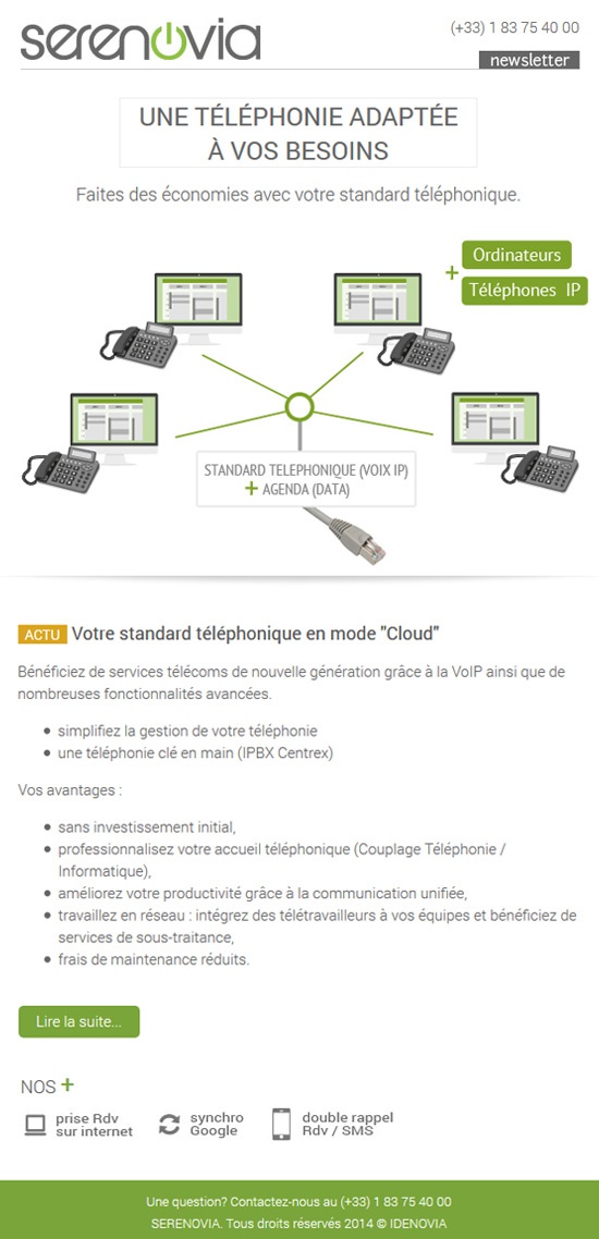 Une téléphonie adaptée à vos besoins – Serenovia Newsletter 07/05/14