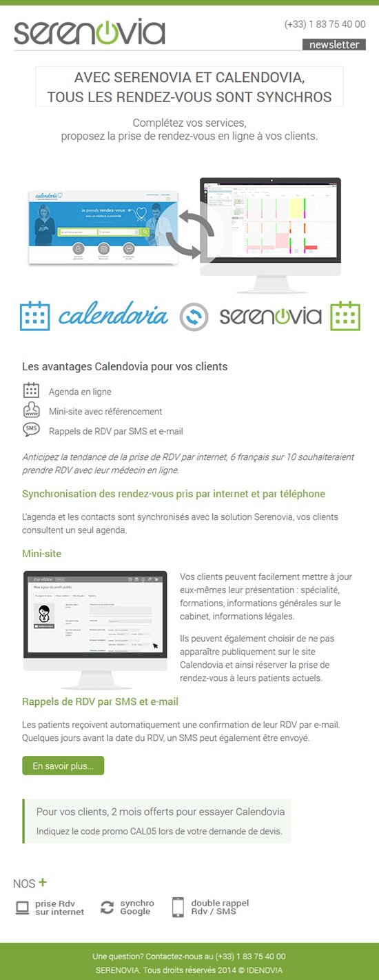 Synchronisation RDV pris en ligne et par téléphone - Newsletter 21/05/15