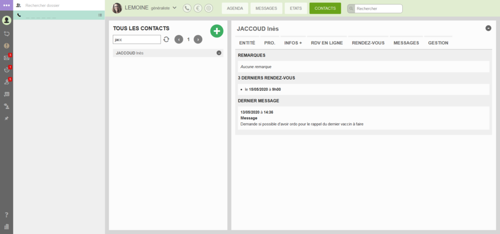 Contacts - Rechercher une fiche contact