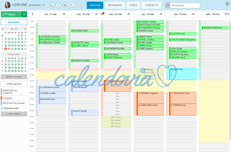 Serenovia - Intégration de l'agenda Calendovia