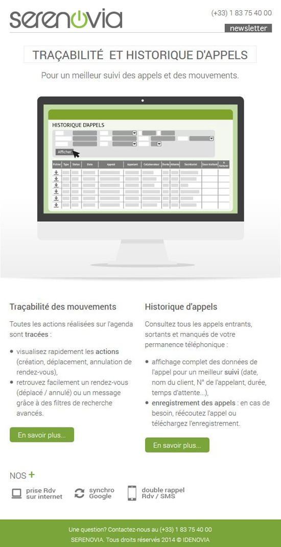 Traçabilité et historique d'appels - Newsletter 16-10-14